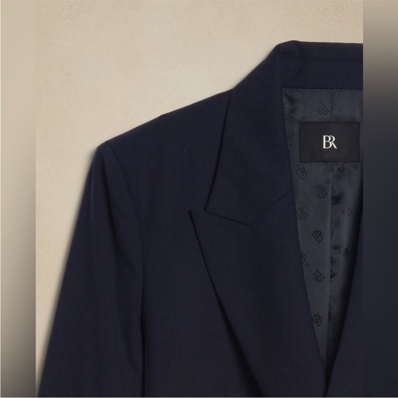 NWT! Banana Republic Navy Blue Siena Relaxed Italian Wool Blazer - Multiple💛 - Picture 6 of 8